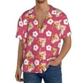 thumbnail image 1 of Uemuo Piggy Sunflower Pattern Cotton Linen Short Sleeve Shirts,Casual Lightweight Button Down Shirts,Vacation Beach Summer Tops-, 1 of 7