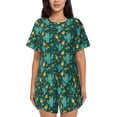 thumbnail image 1 of Uemuo Pineapple And Cactus Pattern Women's Short-Sleeved Pajama, Button-Front Loungewear, 2-Piece Summer Sleepwear, Elastic Drawstring Shorts-3X-Large, 1 of 7