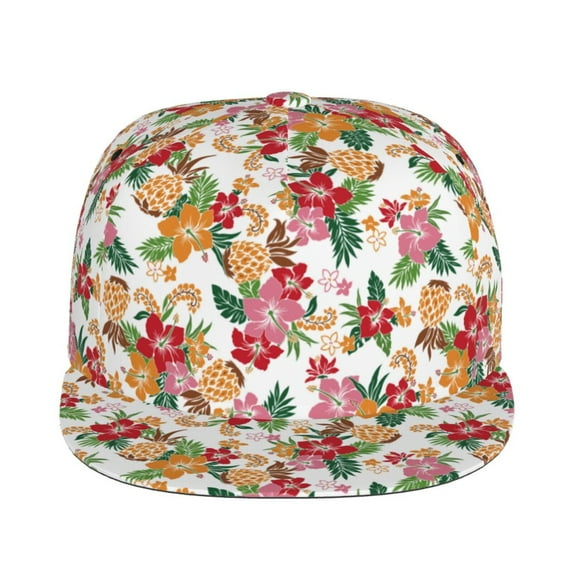 Uemuo Pineapple Flower Pattern Women's Baseball Cap,Straight Brim Hat,Golf Dad Hat,Travel Hat,Sun Protection Cap,Everyday Accessory
