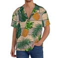 thumbnail image 1 of Uemuo Pineapples Palm Leaves Pattern Cotton Linen Short Sleeve Shirts,Casual Lightweight Button Down Shirts,Vacation Beach Summer Tops-3X-Large, 1 of 7