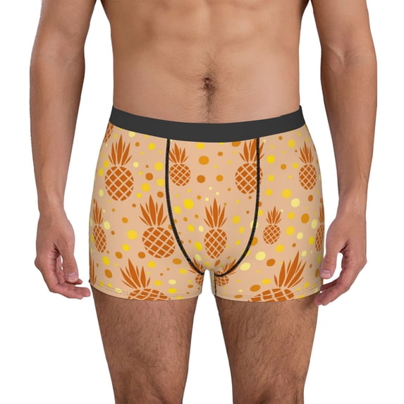 Uemuo Pineapples Pattern Men's Boxer Briefs,Trunk Anti-Chafing,Comfortable, Durable, and Stylish Underwear-Medium