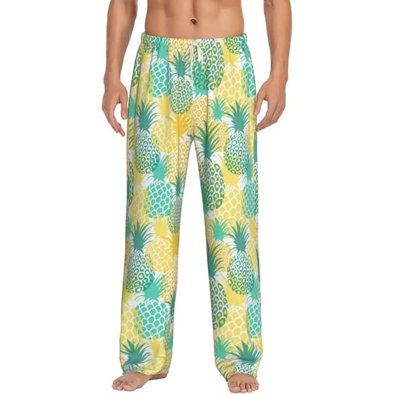 Uemuo Pineapples1 Pattern Men's Wide Leg Palazzo Lounge Pants with Pockets Light Weight Loose Comfy Casual Pajama Pants-Large