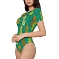 thumbnail image 1 of Uemuo Pineapples1 Pattern Women's One Piece Short Sleeve Swimsuit Rash Guard Surfing Modest Quick-drying Swimsuit Beach Essentials-Large, 1 of 9