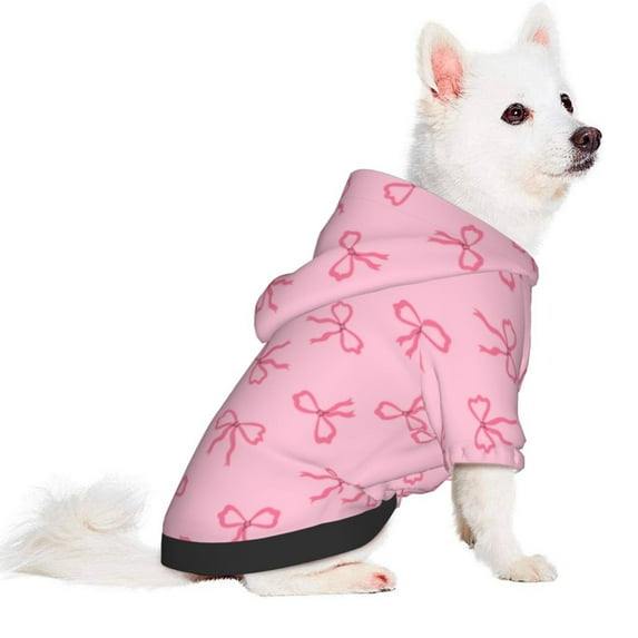 Uemuo Pink Bows for Winter Dog Hoodie Sweatshirts with Pockets Warm Dog Clothes for Small Dogs Chihuahua-XX-Large