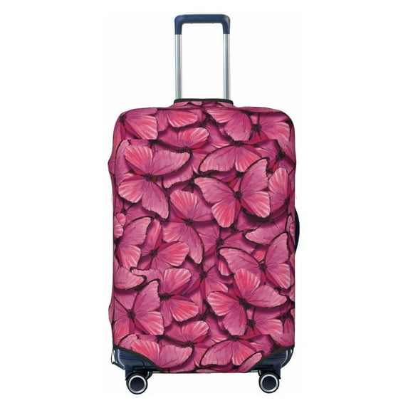 Uemuo Pink Butterfly Printed Washable Luggage Cover - Fashion Suitcase Protector Fits 18-32 Inch Luggage -X-Large