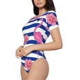thumbnail image 1 of Uemuo Pink Flamingo Pattern Women's One Piece Short Sleeve Swimsuit Rash Guard Surfing Modest Quick-drying Swimsuit Beach Essentials-XX-Large, 1 of 9