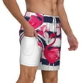 thumbnail image 1 of Uemuo Pink Flamingos Pattern Mens Swim Trunks Quick Dry Board Shorts with Mesh Lining, Stretch Beach Shorts Quick Dry No-Chafing Board Shorts-Large, 1 of 9