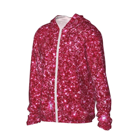 Uemuo Pink Glitter Pattern Women's Full Zip UPF 50+ Sun Protection Hoodie Jacket Long Sleeve Sun Shirt Hiking Outdoor Performance with Pockets-