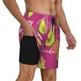 thumbnail image 1 of Uemuo Pink Green Avocado Pattern Mens Swim Trunks Quick Dry Board Shorts with Mesh Lining, Stretch Beach Shorts Quick Dry No-Chafing Board Shorts-3X-Large, 1 of 9