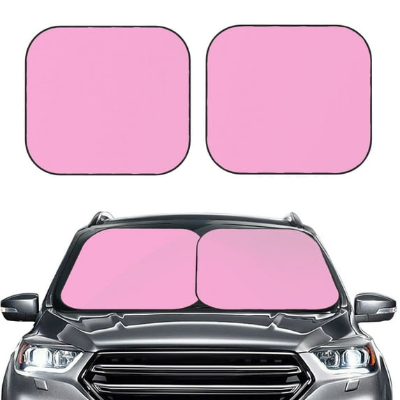 Uemuo Pink Printed 2 PCS Car Windshield Sun Shade, Auto Sun Heat and UV Rays Blocker, Foldable Automotive Front Window Sunshade Protector