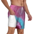 thumbnail image 1 of Uemuo Pink Shark Pool Fantasy Pattern Mens Swim Trunks Quick Dry Board Shorts with Mesh Lining, Stretch Beach Shorts Quick Dry No-Chafing Board Shorts-Medium, 1 of 9