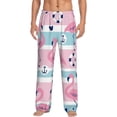 thumbnail image 1 of Uemuo Pink Striped Flamingo Pattern Men's Wide Leg Palazzo Lounge Pants with Pockets Light Weight Loose Comfy Casual Pajama Pants-Medium, 1 of 9