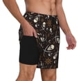 thumbnail image 1 of Uemuo Pirate Skulls Pattern Mens Swim Trunks Quick Dry Board Shorts with Mesh Lining, Stretch Beach Shorts Quick Dry No-Chafing Board Shorts-Small, 1 of 9