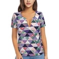 thumbnail image 1 of Uemuo Plaid Flamingo Drawing Women's Deep V-Neck Low Cut Tops - Casual Loose Fit with Stainless Steel Loop, Soft, Breathable, Perfect for Office, Travel, and Daily Wear-X-Large, 1 of 5