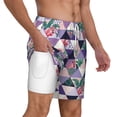 thumbnail image 1 of Uemuo Plaid Flamingo Pattern Mens Swim Trunks Quick Dry Board Shorts with Mesh Lining, Stretch Beach Shorts Quick Dry No-Chafing Board Shorts-3X-Large, 1 of 9