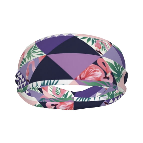 Uemuo Plaid Flamingo Printed Sports Headbands for Men Women,Moisture Wicking Workout Headband, Sweatband Headbands,Non-slip Workout Gym Yoga Headband