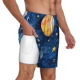 thumbnail image 1 of Uemuo Planets And Stars1 Pattern Mens Swim Trunks Quick Dry Board Shorts with Mesh Lining, Stretch Beach Shorts Quick Dry No-Chafing Board Shorts-X-Large, 1 of 9