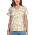 thumbnail image 1 of Uemuo Plant Printed Women's Classic V-Neck T-Shirt - Soft, Breathable, Moisture-Wicking, Perfect for Casual, Office, Travel, and Everyday Wear-X-Large, 1 of 5