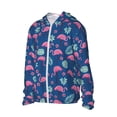 thumbnail image 1 of Uemuo Plants And Flamingos Pattern Women's Full Zip UPF 50+ Sun Protection Hoodie Jacket Long Sleeve Sun Shirt Hiking Outdoor Performance with Pockets-X-Large, 1 of 9