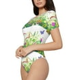 thumbnail image 1 of Uemuo Plants and Insects Pattern Women's One Piece Short Sleeve Swimsuit Rash Guard Surfing Modest Quick-drying Swimsuit Beach Essentials-Medium, 1 of 9