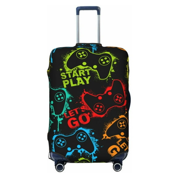 Uemuo Play Game Start Printed Washable Luggage Cover - Fashion Suitcase Protector Fits 18-32 Inch Luggage -Small