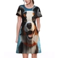 thumbnail image 1 of Uemuo Playful Smile Cute Dog Print Womens Summer Dress Casual Swing Short Sleeve Sundresses Beach A-line Shift Dress, 1 of 6