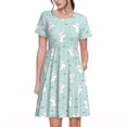 thumbnail image 1 of Uemuo Playing Rabbit Print Womens Summer Dress Casual Swing Short Sleeve Sundresses Beach A-line Shift Dress, 1 of 6
