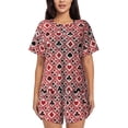 thumbnail image 1 of Uemuo Poker Pattern Women's Short-Sleeved Pajama, Button-Front Loungewear, 2-Piece Summer Sleepwear, Elastic Drawstring Shorts-3X-Large, 1 of 7