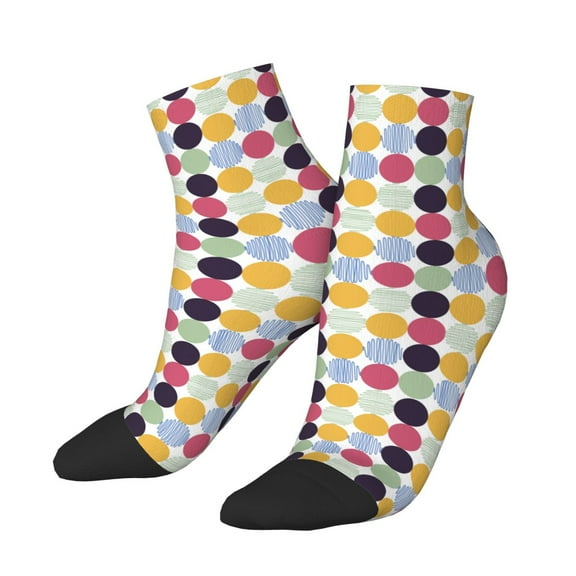 Uemuo Polka Dot Printed Crew Socks, Moisture-Wicking Socks, Athletic Socks for Men Breathable Cushion Socks Casual Sport Socks for Running Traveling