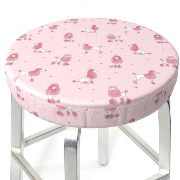 Uemuo Poodle Dog Pattern Round Bar Stool Seat Covers Washable Stool Cushion Slipcover Elastic Bar Chair Covers-