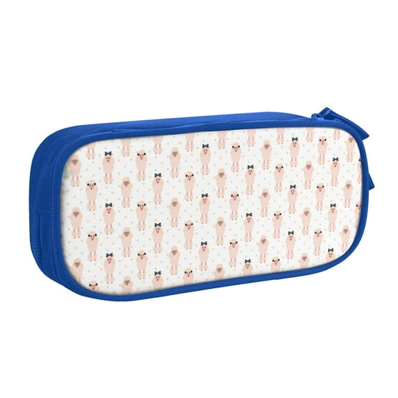 Uemuo Poodle Dog Printed Pencil Pen Case, Portable Pencil Pouch with Zipper, Compact Stationery Bag Makeup Bag, Pencil Bag for Home Office