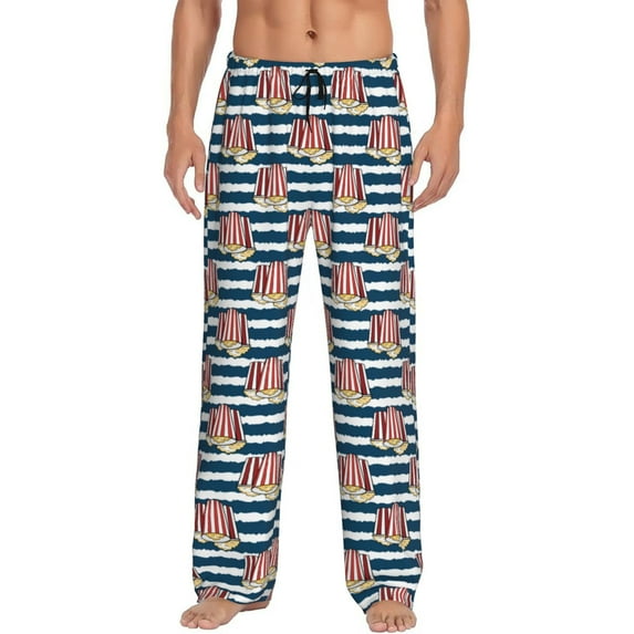 Uemuo Popcorn Pattern Men's Wide Leg Palazzo Lounge Pants with Pockets Light Weight Loose Comfy Casual Pajama Pants-X-Large