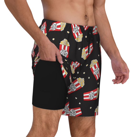 Uemuo Popcorn Pattern Mens Swim Trunks Quick Dry Board Shorts with Mesh Lining, Stretch Beach Shorts Quick Dry No-Chafing Board Shorts-