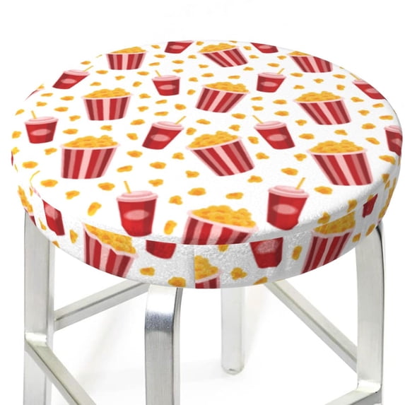 Uemuo Popcorn Pattern Round Bar Stool Seat Covers Washable Stool Cushion Slipcover Elastic Bar Chair Covers-14 inch