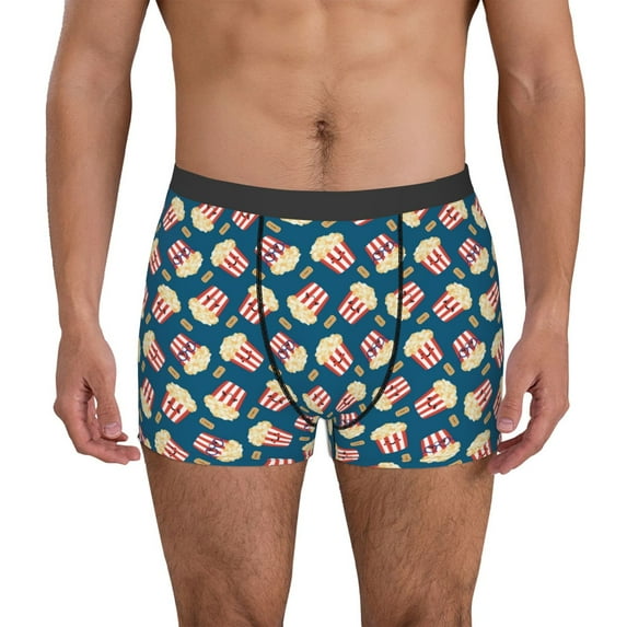 Uemuo Popcorn With Glasses Pattern Men's Boxer Briefs,Trunk Anti-Chafing,Comfortable, Durable, and Stylish Underwear-Medium