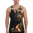 thumbnail image 1 of Uemuo Pug Wearing Sunglasses Flowers Pattern Men's Muscle Shirts Sleeveless Dry Fit Gym Workout Tank Top Lightweight Sports Tank Top Beach Tank Top, Loose-fit Sleeveless Shirt-X-Large, 1 of 7