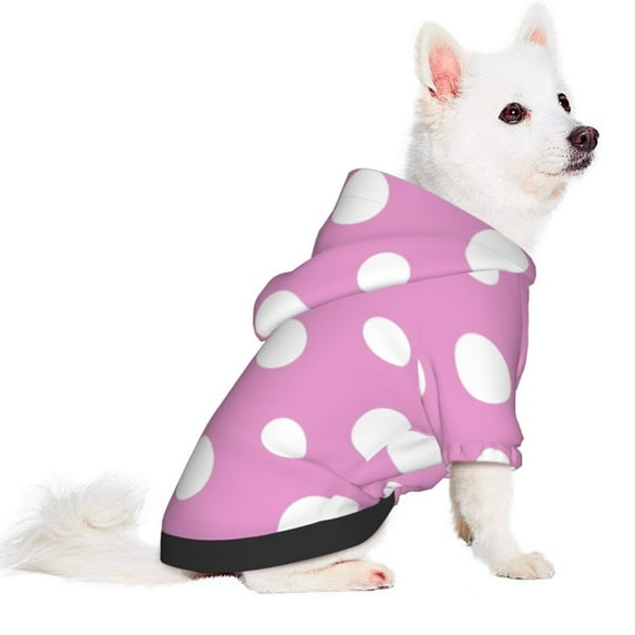 Uemuo Purple And White Polka Dot for Winter Dog Hoodie Sweatshirts with Pockets Warm Dog Clothes for Small Dogs Chihuahua-Large