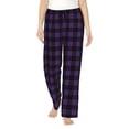 thumbnail image 1 of Uemuo Purple Black Plaid Pattern Women's Wide Leg Palazzo Lounge Pants with Pockets Light Weight Loose Comfy Casual Pajama Pants-XX-Large, 1 of 9