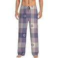 thumbnail image 1 of Uemuo Purple Floral Gingham Check Plaid Pattern Men's Wide Leg Palazzo Lounge Pants with Pockets Light Weight Loose Comfy Casual Pajama Pants-Small, 1 of 9