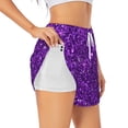 thumbnail image 1 of Uemuo Purple Glitter Pattern Women's Athletic Shorts High Waisted Running Shorts with Liner Pockets Gym Elastic Workout Shorts-Small, 1 of 9