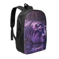 thumbnail image 1 of Uemuo Purple Hippo In Water Printed Durable 17-inch Student Backpack - Lightweight, Waterproof, Adjustable Straps, Ideal for School, Work, Travel, 1 of 5