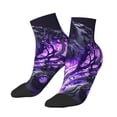 thumbnail image 1 of Uemuo Purple Pattern White Tiger Printed Crew Socks, Moisture-Wicking Socks, Athletic Socks for Men Breathable Cushion Socks Casual Sport Socks for Running Traveling, 1 of 6