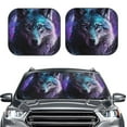 thumbnail image 1 of Uemuo Purple Sky Wolf Printed 2 PCS Car Windshield Sun Shade, Auto Sun Heat and UV Rays Blocker, Foldable Automotive Front Window Sunshade Protector, 1 of 7