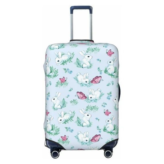Uemuo Rabbit And Butterfly Printed Washable Luggage Cover - Fashion Suitcase Protector Fits 18-32 Inch Luggage -Medium