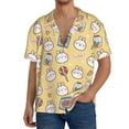 thumbnail image 1 of Uemuo Rabbit And Candy Pattern Cotton Linen Short Sleeve Shirts,Casual Lightweight Button Down Shirts,Vacation Beach Summer Tops-Small, 1 of 7