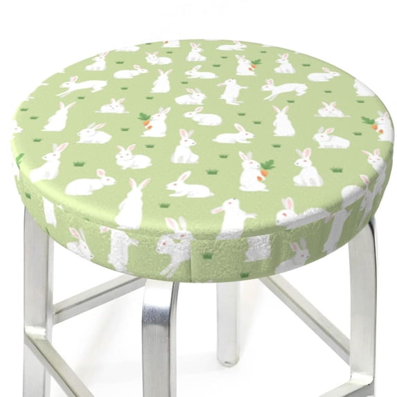 Uemuo Rabbit And Carrot (2) Pattern Round Bar Stool Seat Covers Washable Stool Cushion Slipcover Elastic Bar Chair Covers-