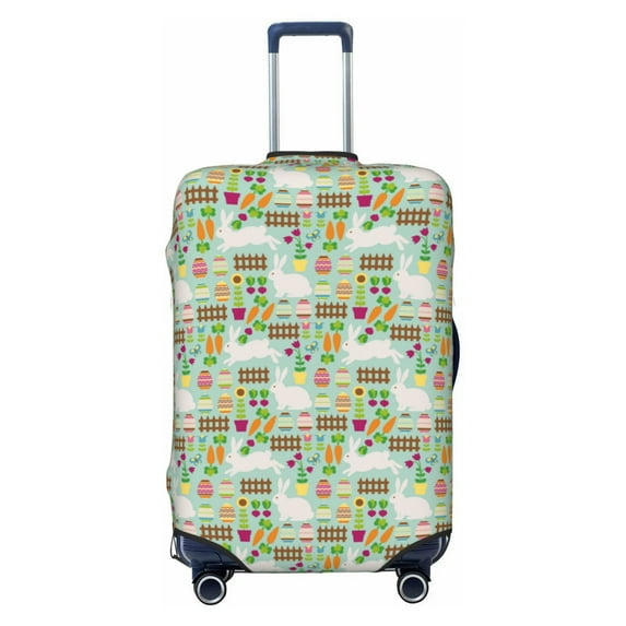 Uemuo Rabbit And Carrot Printed Washable Luggage Cover - Fashion Suitcase Protector Fits 18-32 Inch Luggage -Small