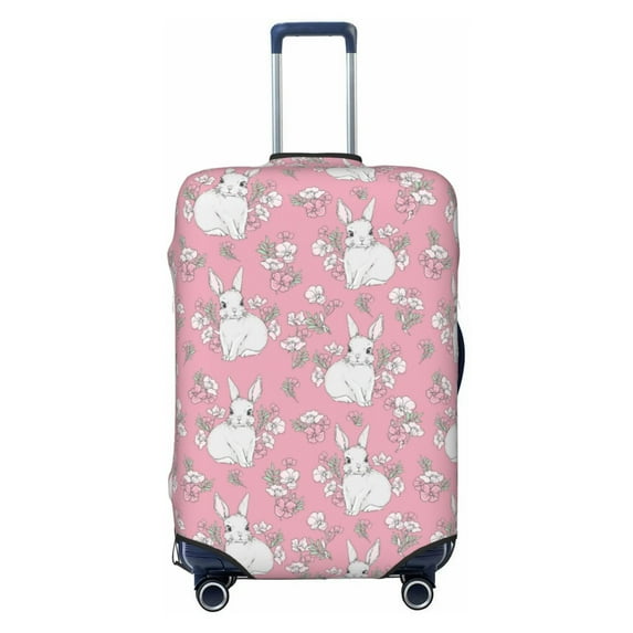Uemuo Rabbit And Flower Printed Washable Luggage Cover - Fashion Suitcase Protector Fits 18-32 Inch Luggage -Small