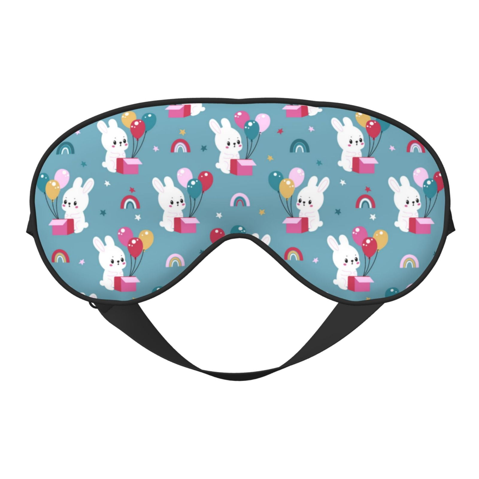 Uemuo Rabbit And Rainbow Pattern Sleep Eye Mask Light Blocking Sleep