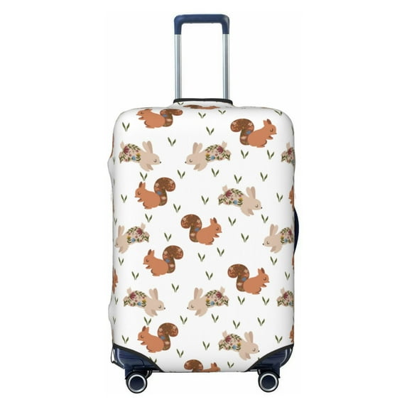 Uemuo Rabbit And Squirrel Printed Washable Luggage Cover - Fashion Suitcase Protector Fits 18-32 Inch Luggage -